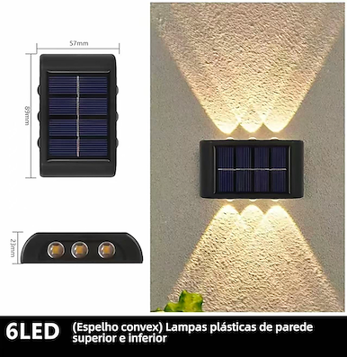 Luminária LED Solar de Luz Quente 3+3