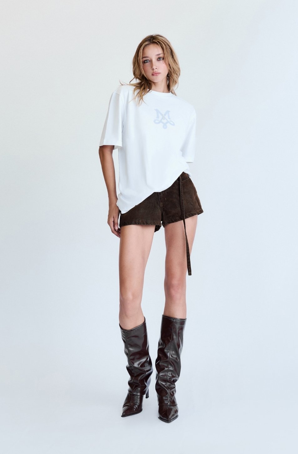 Merge Denim Belt Shorts 