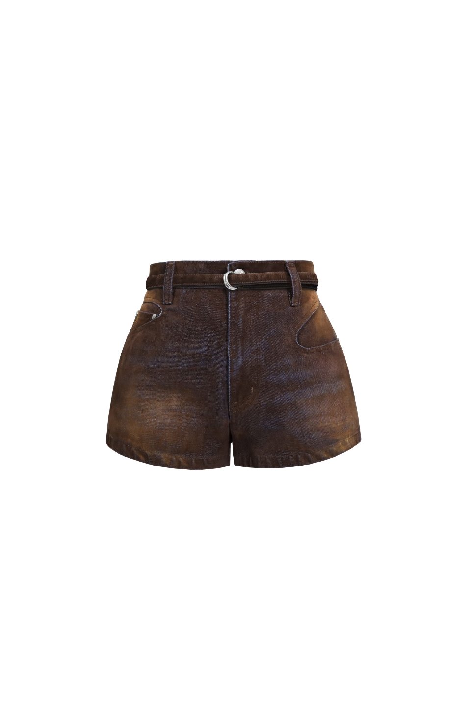 Merge Denim Belt Shorts 