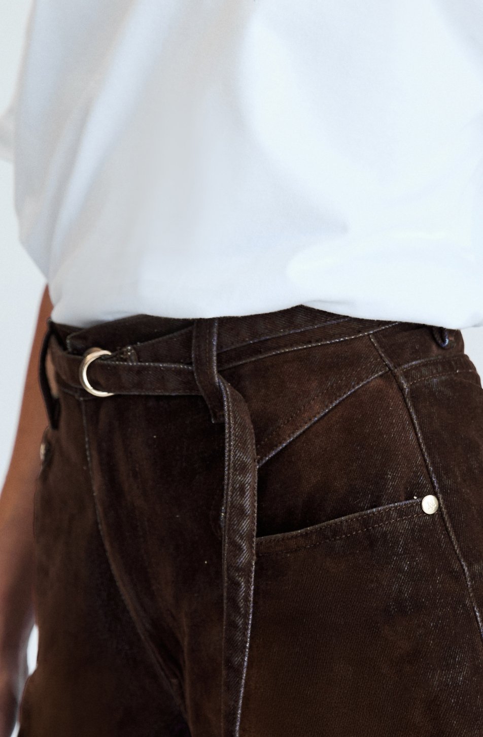 Merge Denim Belt Shorts 