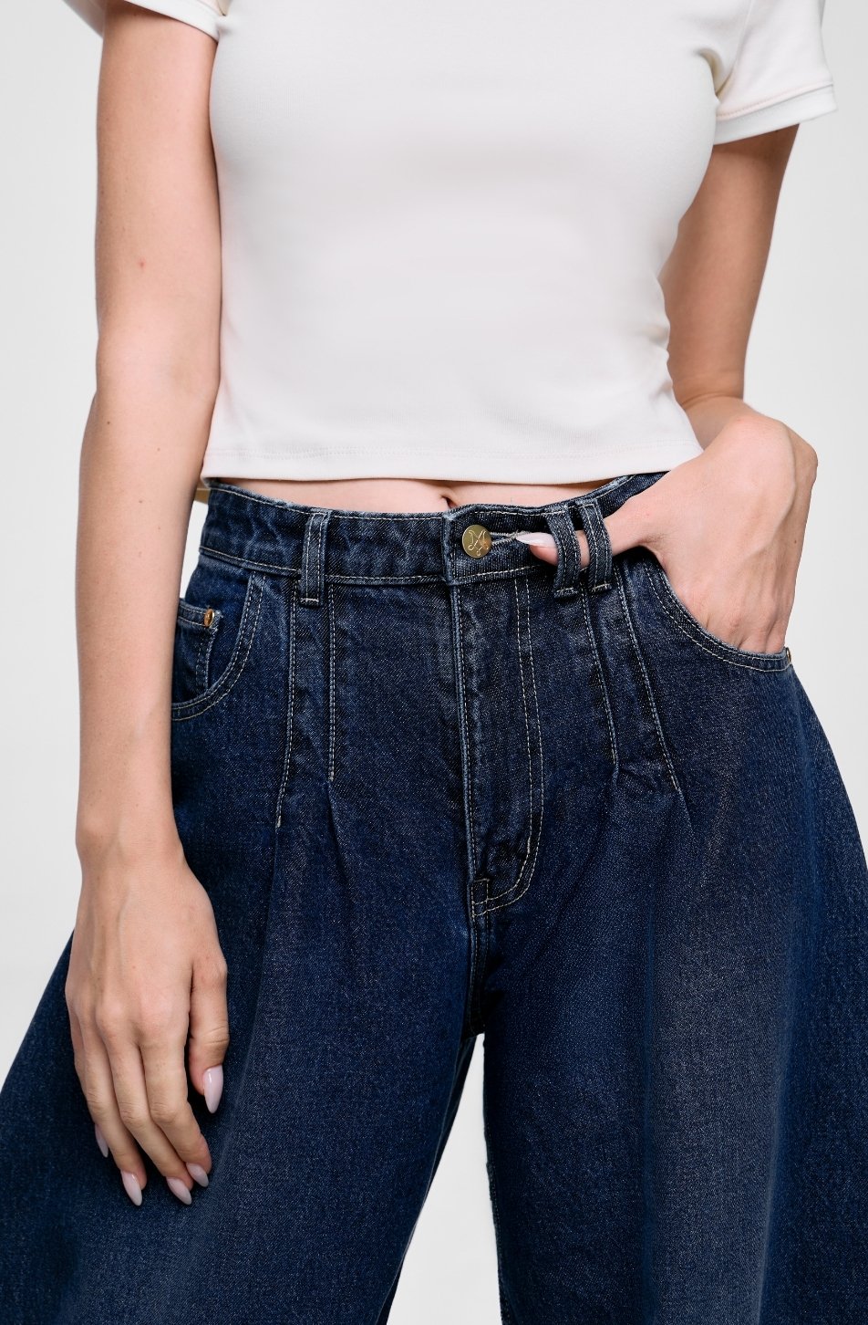 Barrel Wide Jeans (จัดส่ง14/08)