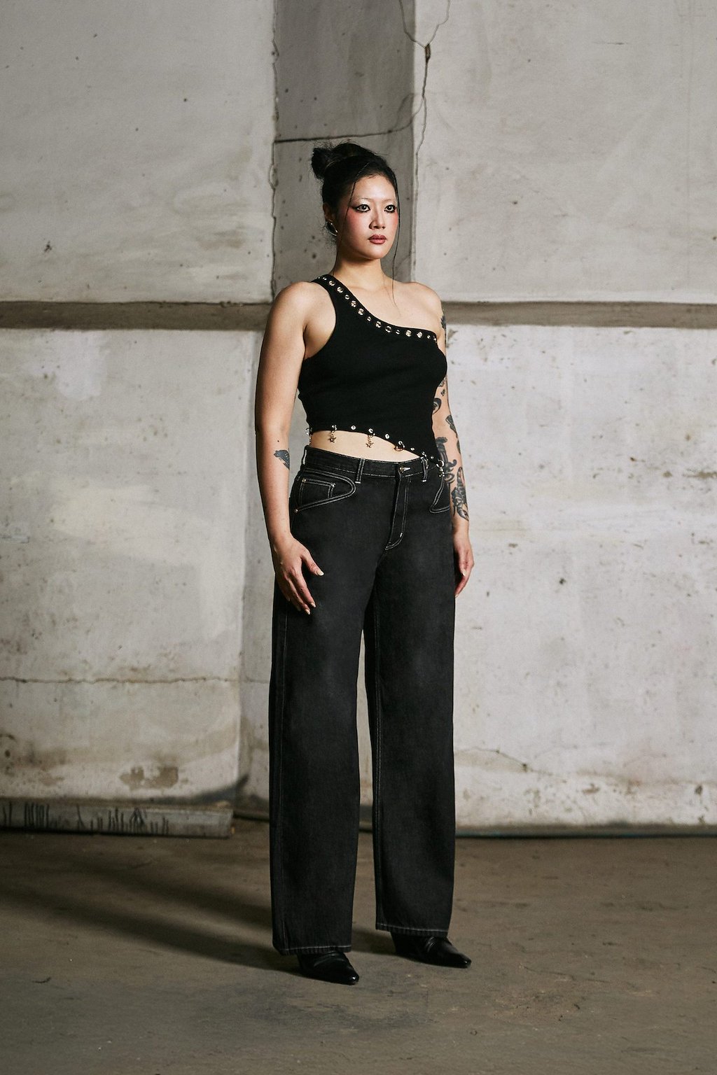 Merge Eyelet One Shoulder Top