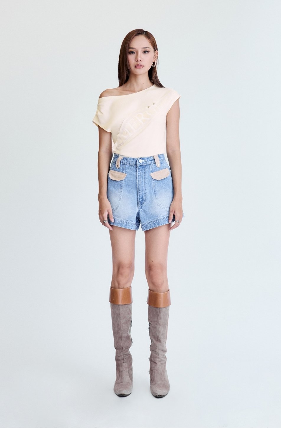 Flap Denim Shorts