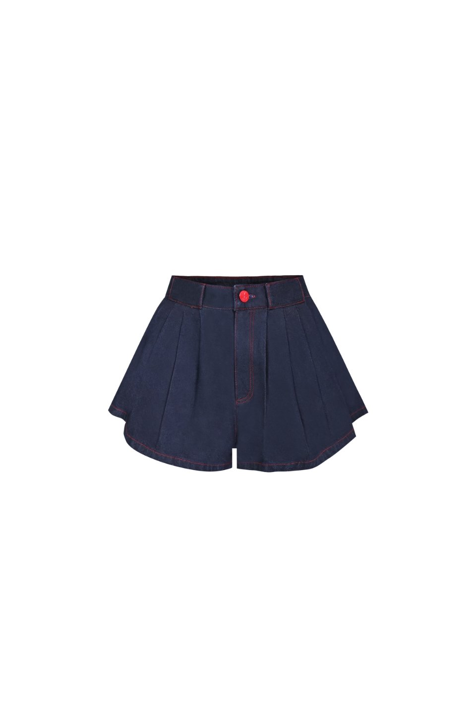 Puffy Pleated Denim Shorts