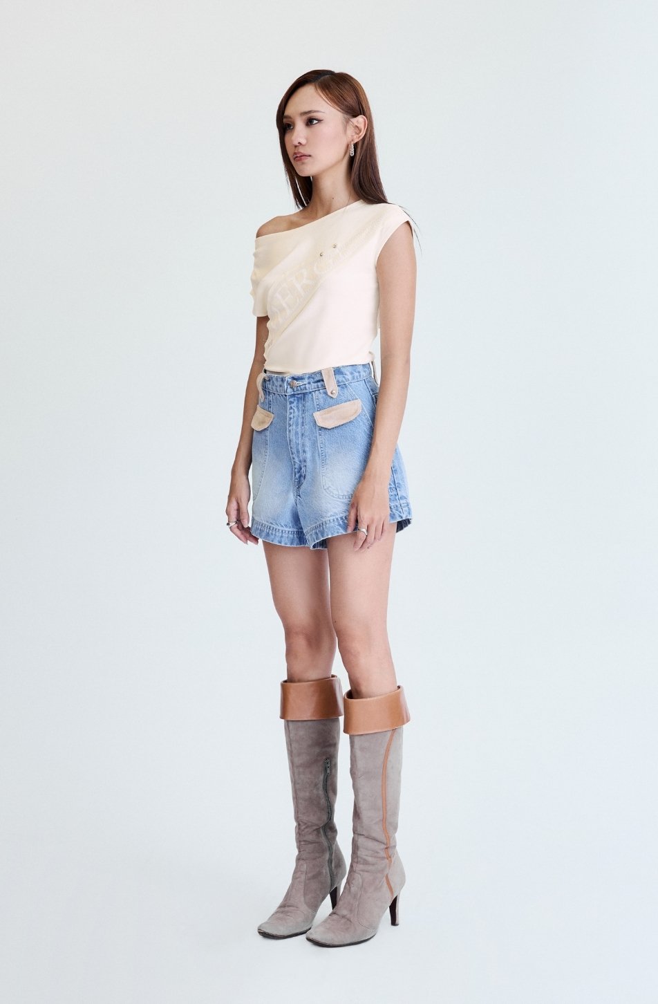 Flap Denim Shorts