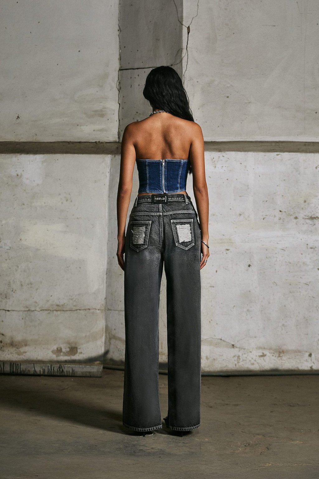 Merge Halter Denim Top