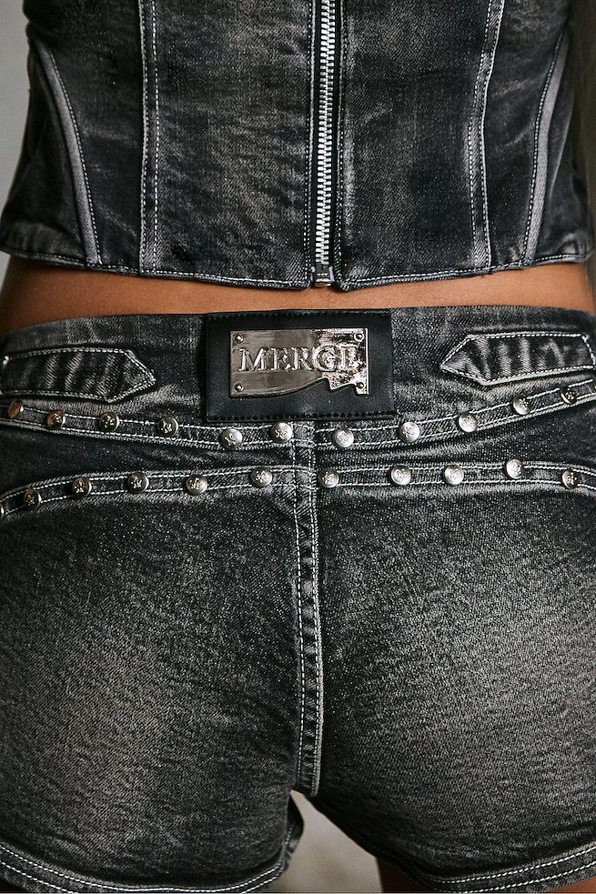 Merge Lacing Denim Shorts