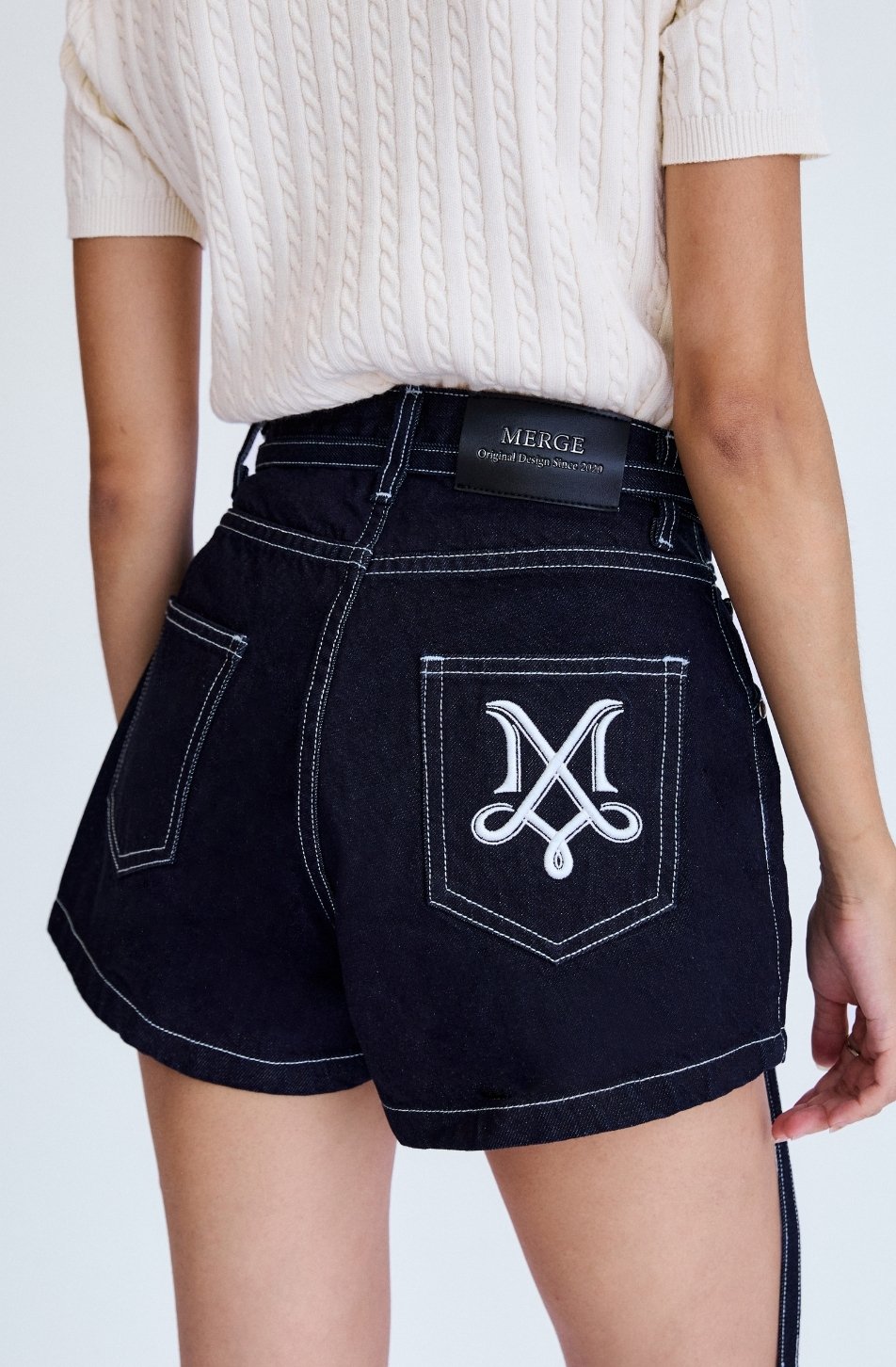 Merge Denim Belt Shorts 