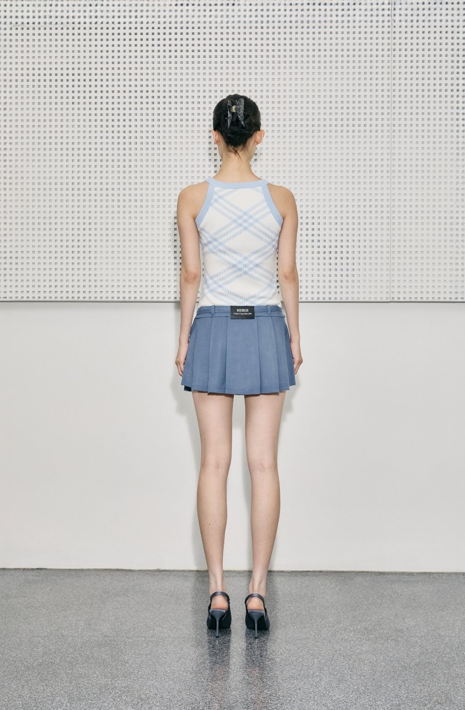 Belted Pleat Mini Skirt