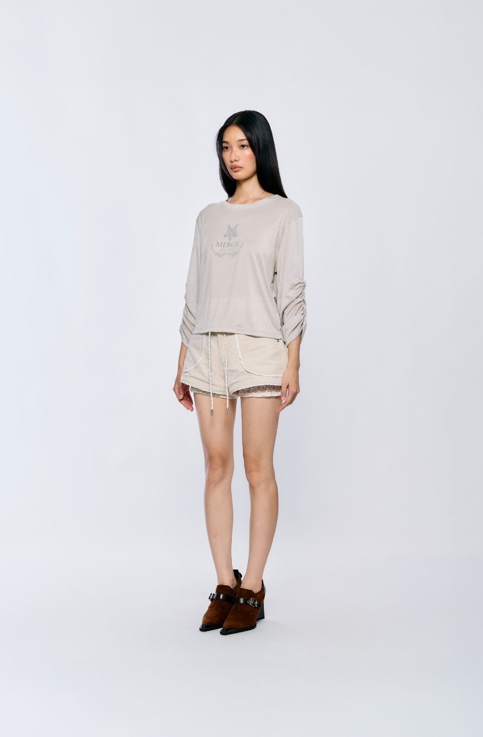 Ciel Long Sleeve Tee (พร้อมส่ง / Beige จัดส่ง 21/09)