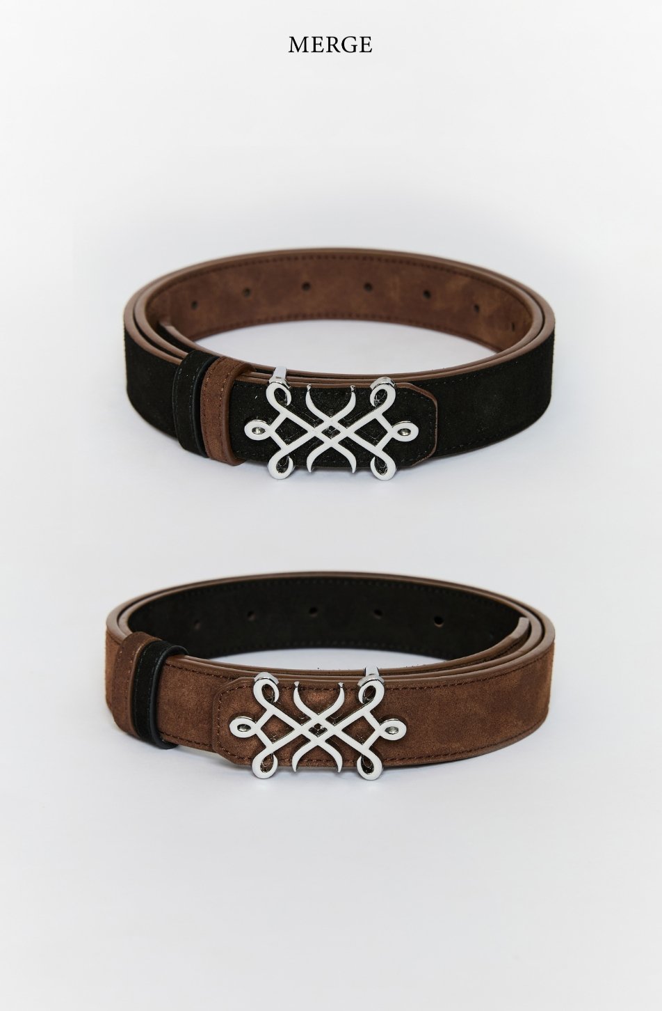 (Free Gift) Merge Iconic Medium Belt Black & Brown Suede