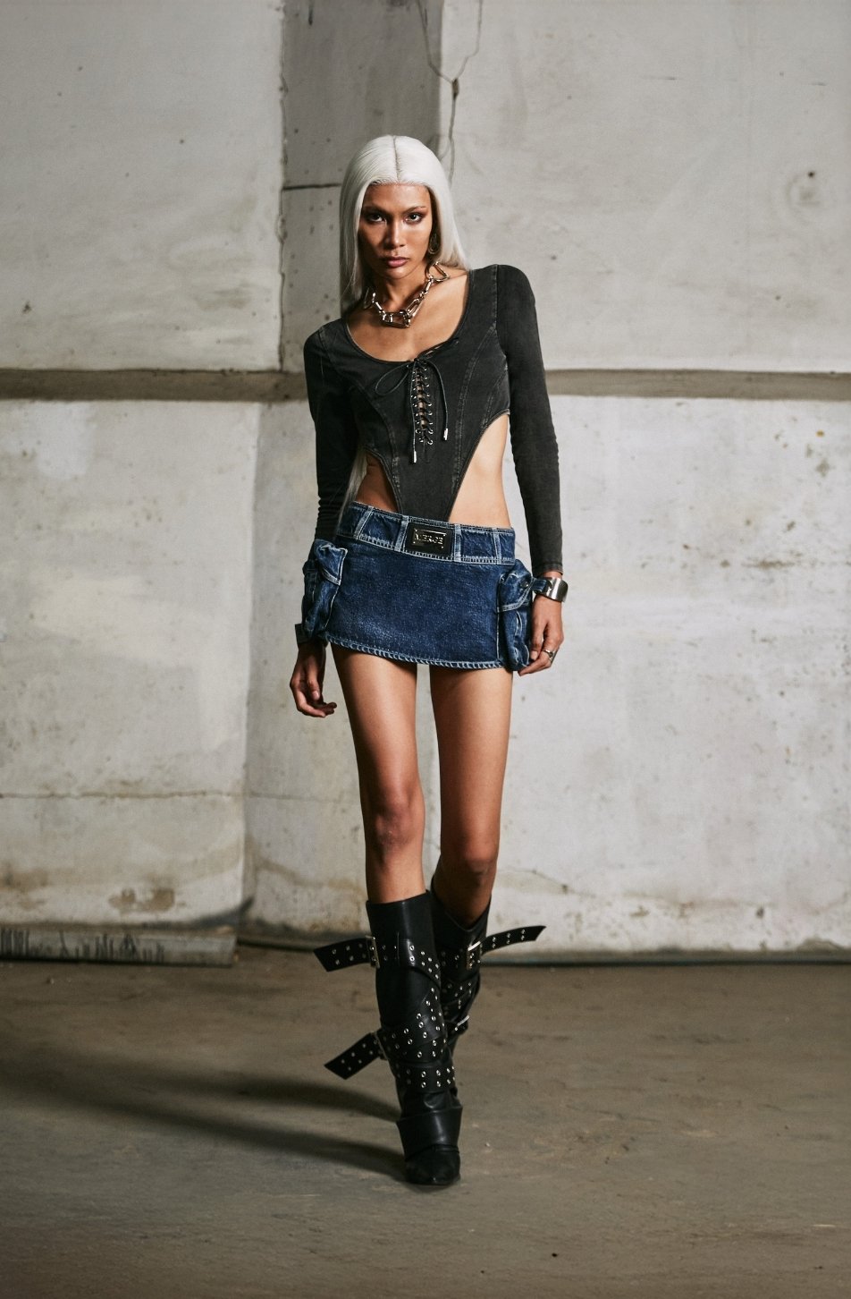 Merge Pocket Denim Skirt