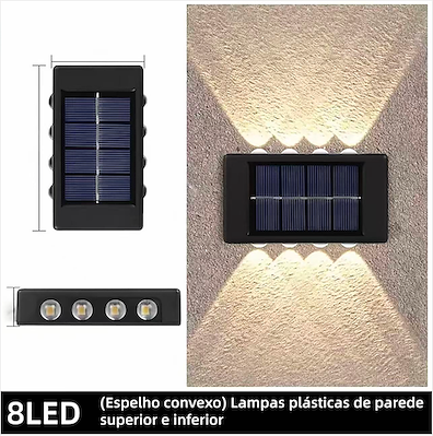 Luminária LED Solar de Luz Quente 4+4