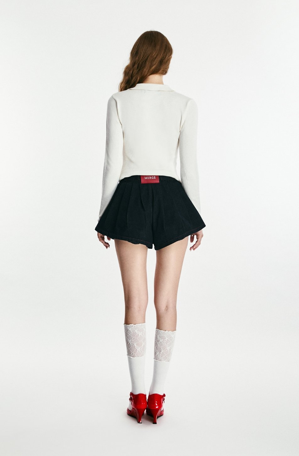 Puffy Pleated Denim Shorts