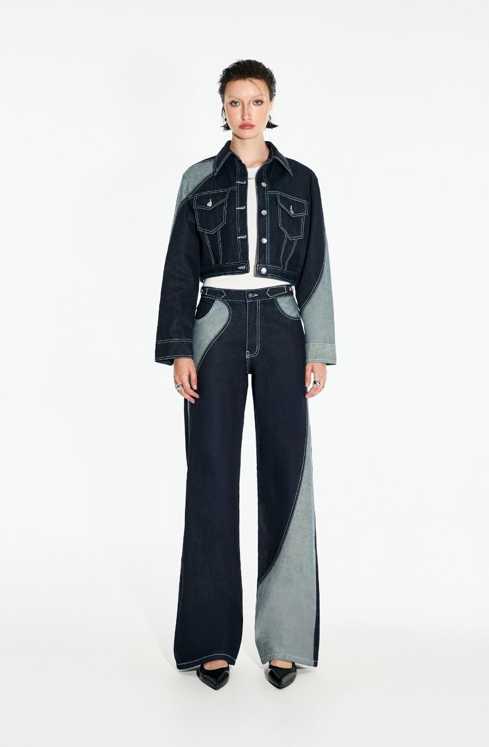 Merge Denim Cropped Jacket