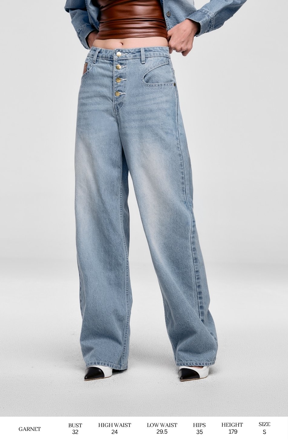Baggy Button Jeans (จัดส่ง 14/08)