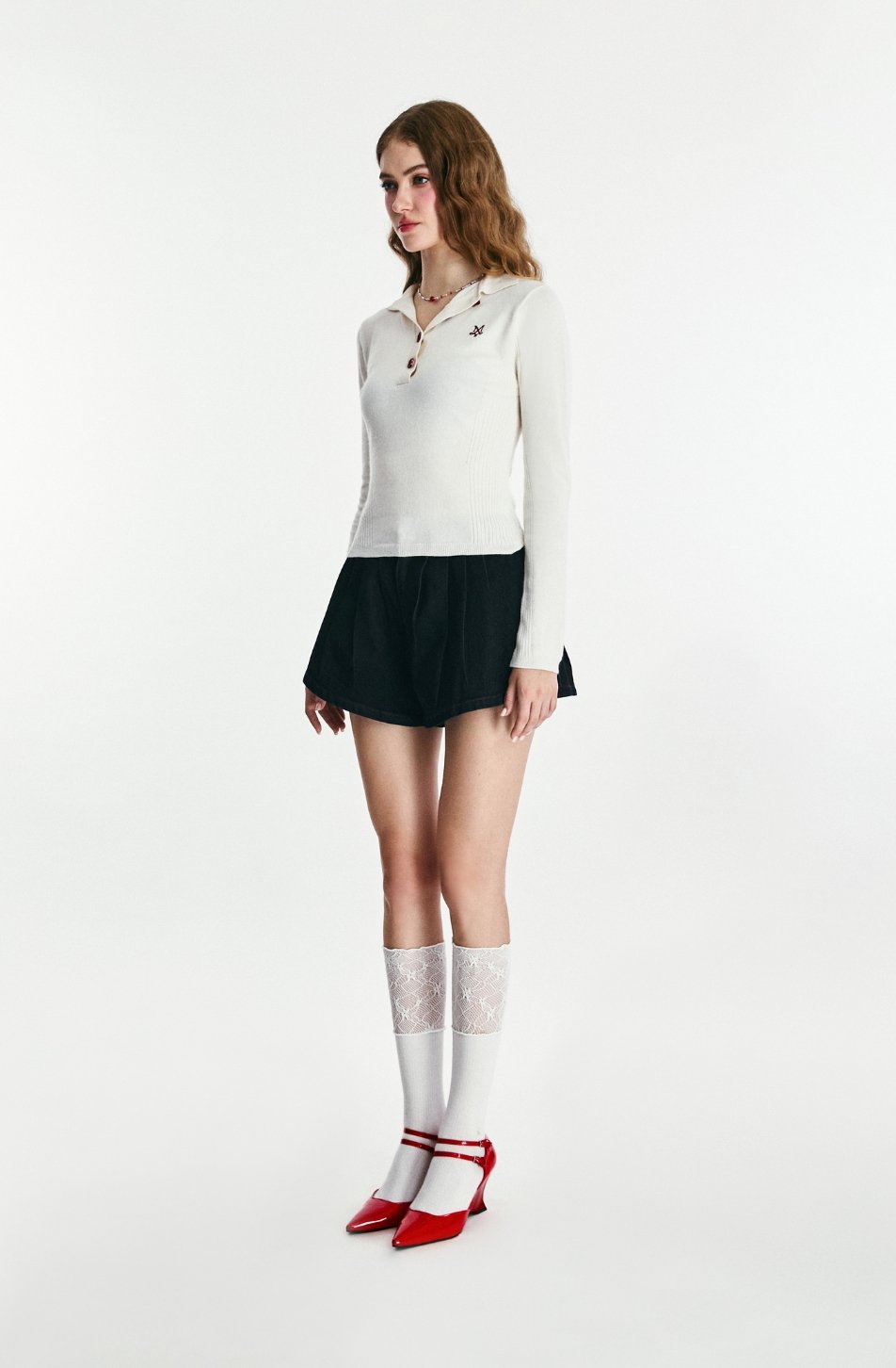 Puffy Pleated Denim Shorts